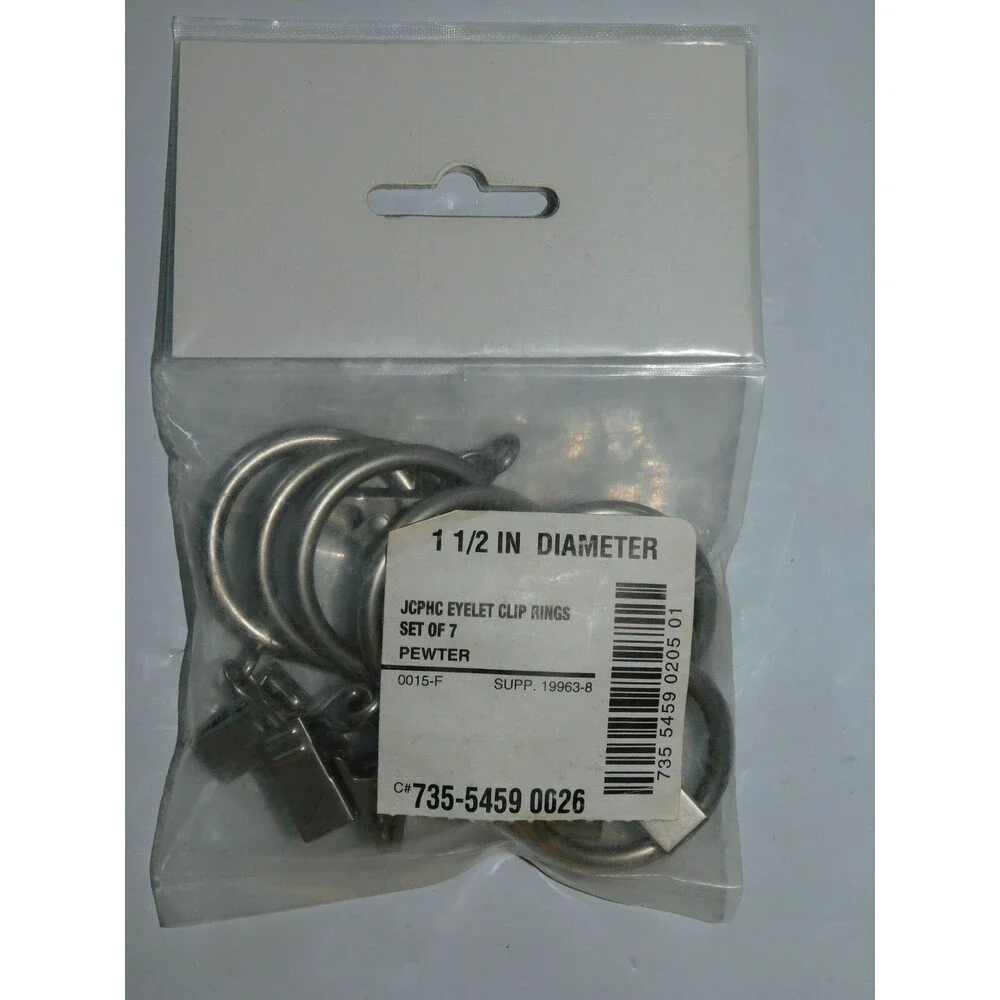 JCPenney home collection Pewter Clip Rings (1 Package / 8 Rings total)